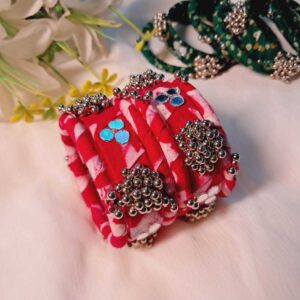 Unique handmade fabrics Mirror bangles set