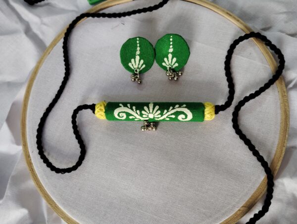 Handmade Pencil Fabric Choker and Earring Set for Women