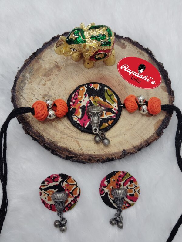 Handmade Fabric Choker & Earring Set – "Rangriti Grace"