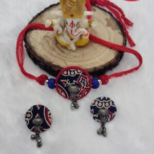 Handmade Fabric Choker & Earring Set – "Rangriti Grace"